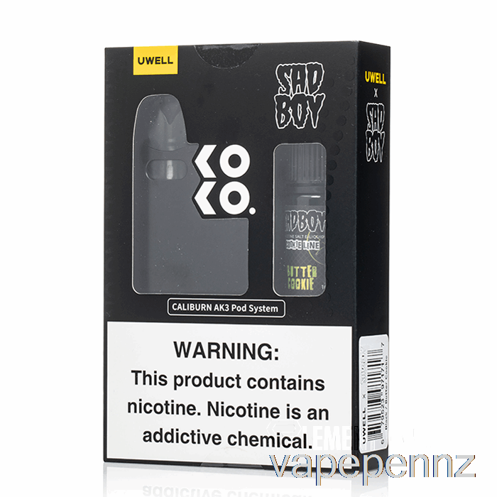 UWELL x DV Caliburn AK3 Kit + 50mg Nic Salt [BLACK] Sadboy - Butter Cookie VAPE NZ